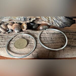 WX Italy Sterling Silver 925 Earrings Hoops 2.5” Diameter Silver Tubes Large